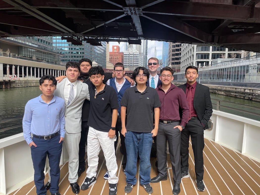 Water Works cohort on the Chicago River